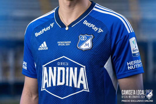 Camiseta Oficial Millonarios FC 2024 - Local Azul | La Piel del Embajador Talla L Ajustada