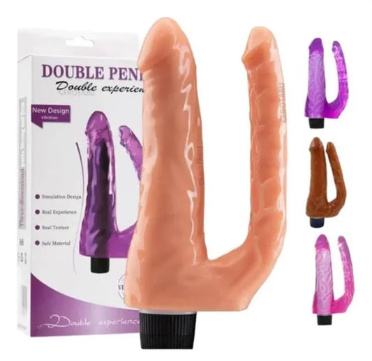 Double Penis Vibrador Doble Penetración Realista 19cm – Rosa
