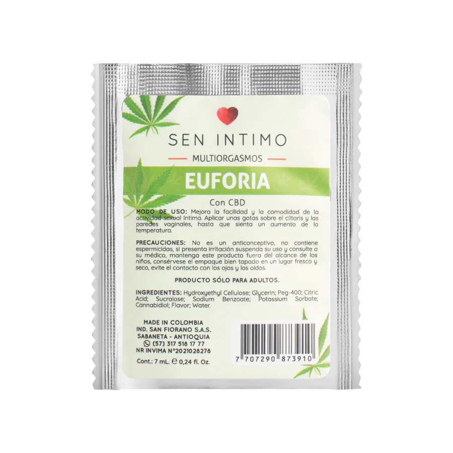 Multiorgasmos Euforia Sen Intimo Lubricante 7ml | Sachet | Sobre