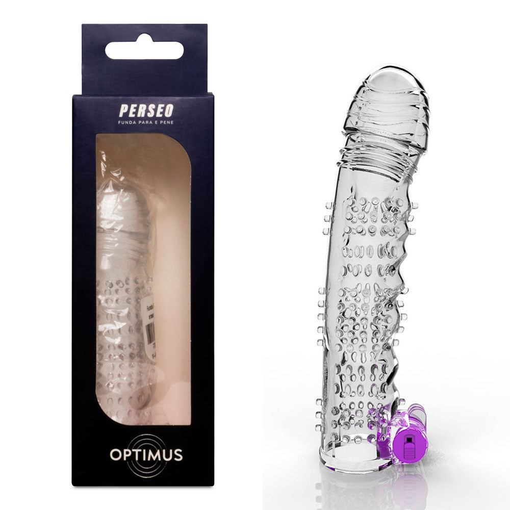 ⚡ Funda Perseo con Vibración – Estimulación Clitorial o Prostática | Texturizada | Silicona TPR | 12 cm