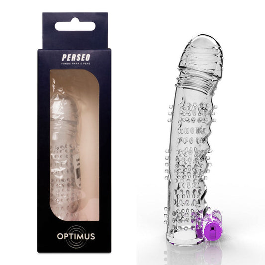 ⚡ Funda Perseo con Vibración – Estimulación Clitorial o Prostática | Texturizada | Silicona TPR | 12 cm