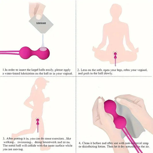 🌸 Bolas Kegel Vaginales Dobles de Silicona – Fortalece, Estimula y Aumenta el Placer | 16 cm x 3.5 cm | Textura Suave y Lavable 🌸 Double Kegel Vaginal Balls – Strengthen, Stimulate & Enhance Pleasure | 16 cm x 3.5 cm | Soft Silicone, Hand Washable