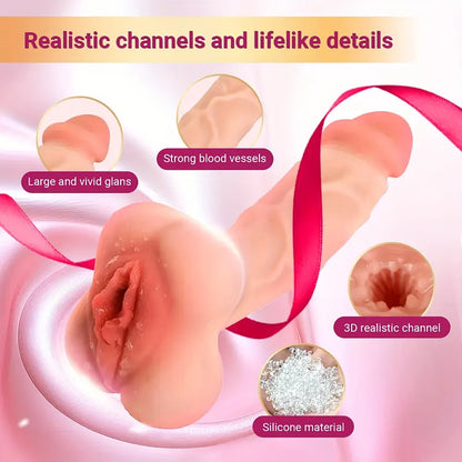 💋 Masturbador 2 en 1 | Masturbador + Funda Extensora | Silicona Médica | 17.5 cm x 4 cm 💋 2-in-1 Masturbator | Stroker + Extender Sleeve | Medical-Grade Silicone | 17.5 cm x 4 cm