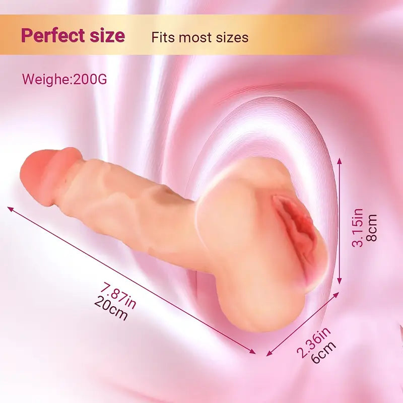 💋 Masturbador 2 en 1 | Masturbador + Funda Extensora | Silicona Médica | 17.5 cm x 4 cm 💋 2-in-1 Masturbator | Stroker + Extender Sleeve | Medical-Grade Silicone | 17.5 cm x 4 cm