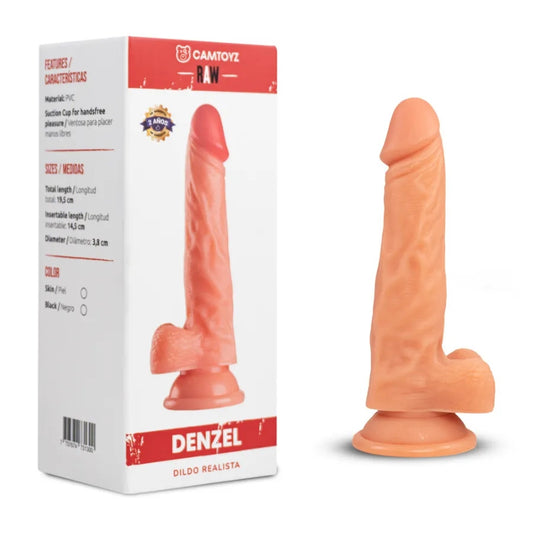 Dildo Realista Denzel de PVC – 19.5 cm con Ventosa Manos Libres (Color Piel)