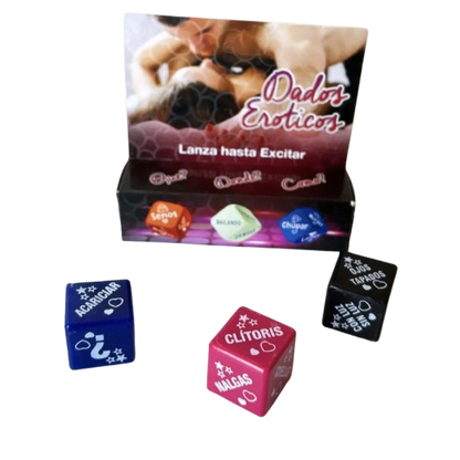 🎲🔥 Set de 3 Dados Eróticos – Contexto, Parte del Cuerpo y Acción 🎲🔥 3 Erotic Dice Set – Location, Body Part & Action