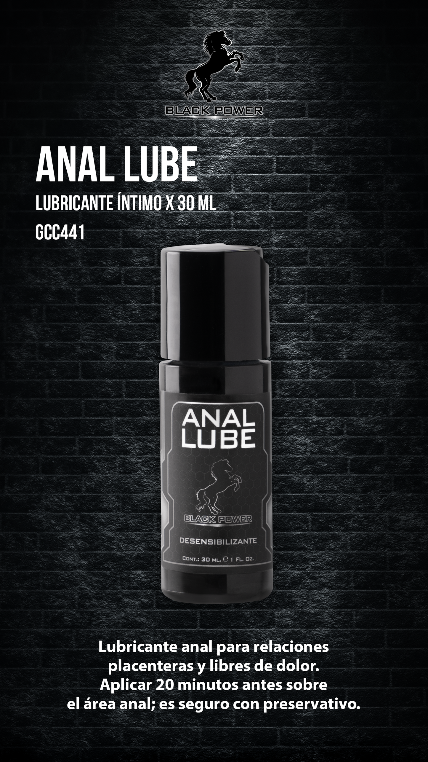 Lubricante Desensibilizante Anal Black Power de 30ml
