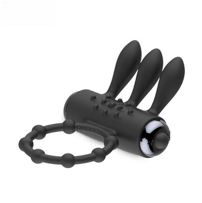 Anillo Tokio Vibrador Negro | Triple Orejas Estimuladoras | Anillo para Pene con Vibración Multifunción