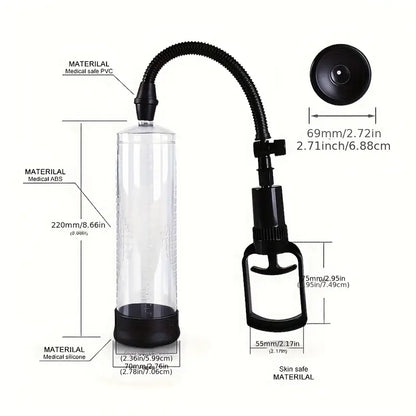 🔵 Bomba de Succión al Vacío | Agrandador de Pene Manual con Boquilla de Silicona 🔵 Vacuum Penis Pump | Manual Enlarger with Silicone Sleeve