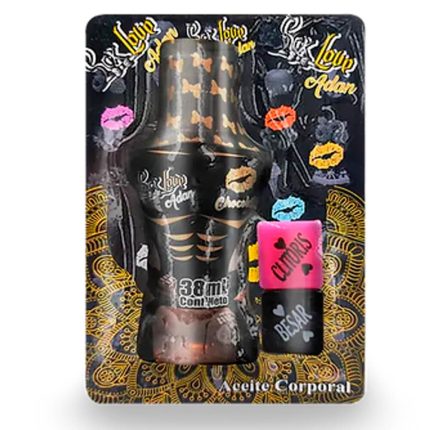 Aceite Caliente Chocolate + Dados Eróticos Sex Love | Aceite Adam 37 ml | Masajes, Juegos Previos y Retos Sensuales