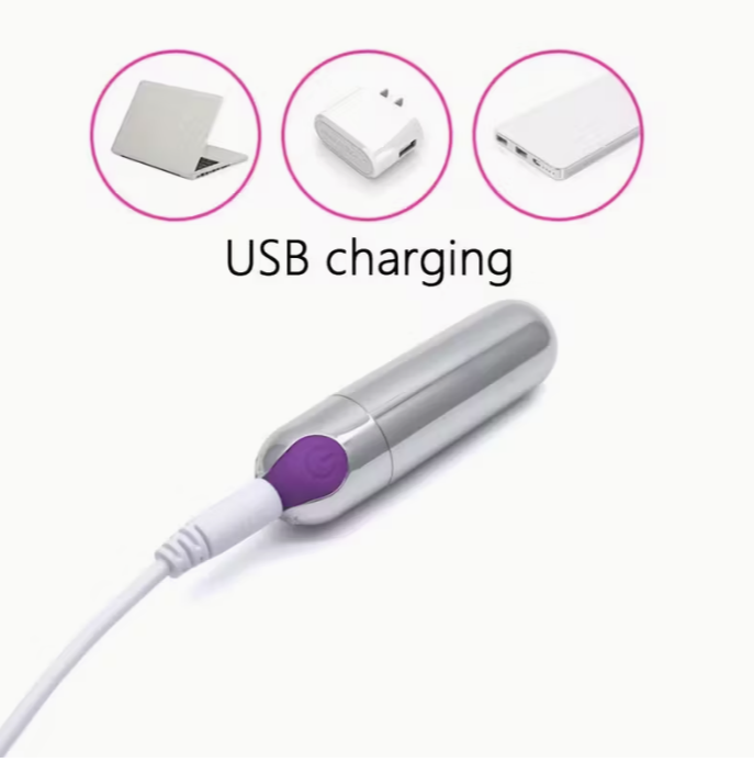 💗 Mini Bala Vibradora Recargable USB | 10 Modos de Vibración | Resistente al Agua | 6.5 cm | Discreta y Portátil