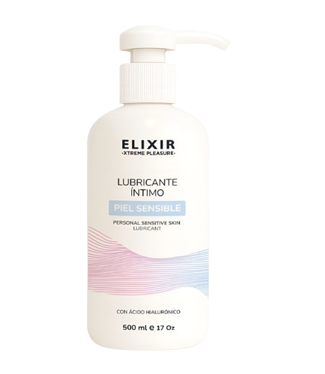 Lubricante Neutro Hipoalergénico - Ideal Para Piel Sensible - Con Ácido Hialurónico Y Aloe Vera - Marca Elixir - 500 Ml