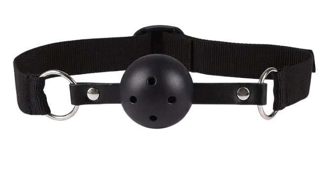 Mordaza BDSM de Bola Maciza con Correa Regulable – Negro
