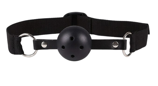 Mordaza BDSM de Bola Maciza con Correa Regulable – Negro