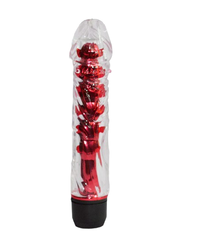 💋 Pilow Liso Rojo – Dildo Vibrador de Superficie Suave | 16 cm x 3.5 cm | ABS + Gel Flexible | 1 Modo de Vibración