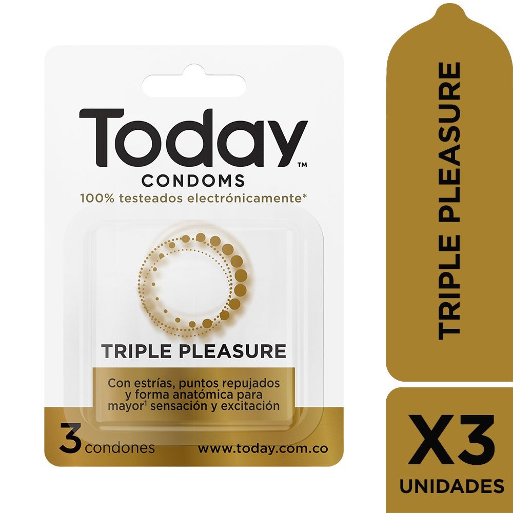 🤍 Condones Today x3 Unidades Triple Pleasure Blancos | Protección y Máxima Sensación 🤍 Today Condoms x3 Pack Triple Pleasure | Protection & Enhanced Sensation