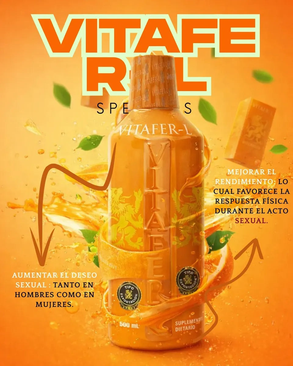 💪 Vitafer Bebida Potenciadora Masculina 500 ml | Energía, Potencia y Deseo Prolongado 💪 Vitafer Male Performance Drink 500 ml | Natural Energy & Lasting Desire