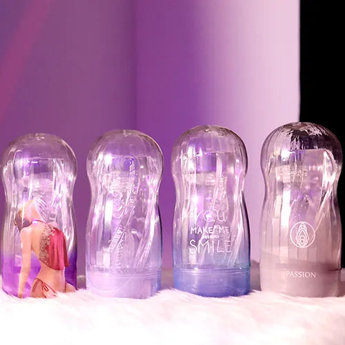 💋 Passion Cup – Masturbador Transparente Stroker | Textura Fanta Flesh | 19 cm | PVC + TPR - 💋 Passion Cup – Transparent Stroker Masturbator | Fanta Flesh Texture | 19 cm | PVC + TPR