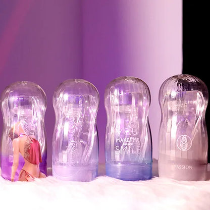 💋 Passion Cup – Masturbador Transparente Stroker | Textura Fanta Flesh | 19 cm | PVC + TPR - 💋 Passion Cup – Transparent Stroker Masturbator | Fanta Flesh Texture | 19 cm | PVC + TPR