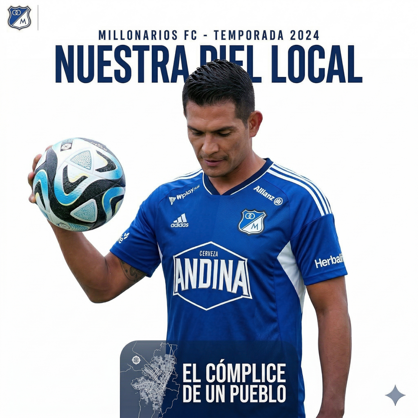 Camiseta Oficial Millonarios FC 2024 - Local Azul | La Piel del Embajador Talla L Ajustada