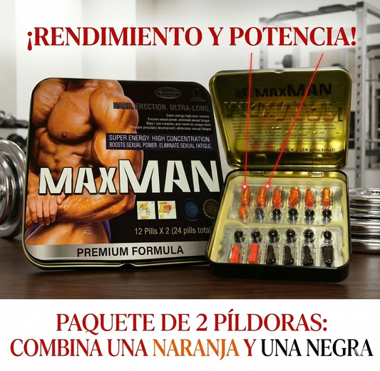 🔥 Max Man USA x2 (Roja + Negra) | Potencia, Energía y Placer Extremo para Él 🔥 Max Man USA x2 (Red + Black) | Power, Energy & Intense Pleasure for Him