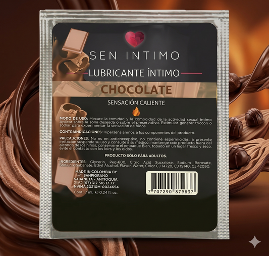 Lubricante Chocolate Caliente Sen Intimo de 7ml | Sachet | Sobre