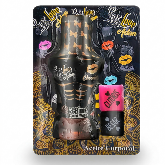 Aceite Caliente Chocolate + Dados Eróticos Sex Love | Aceite Adam 37 ml | Masajes, Juegos Previos y Retos Sensuales