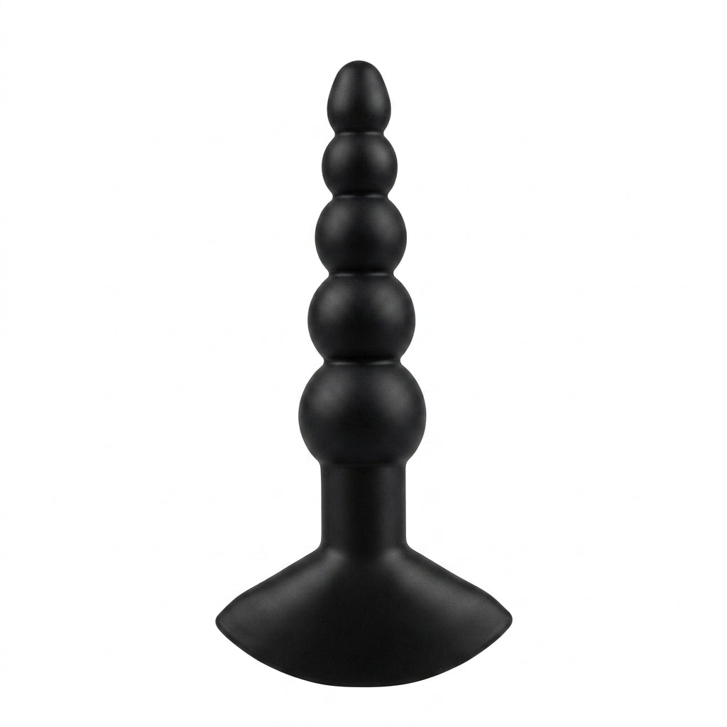 Plug Anal 5 Bolas Tapered Negro en Silicona de 6cm - Referencia D