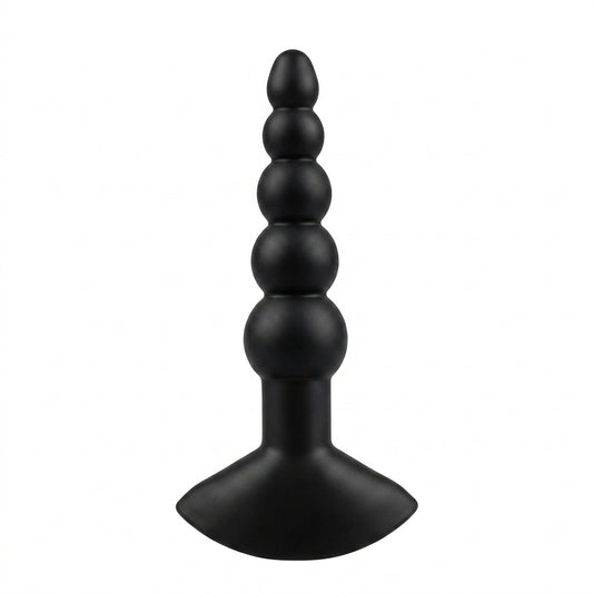 Plug Anal 5 Bolas Tapered Negro en Silicona de 6cm - Referencia D