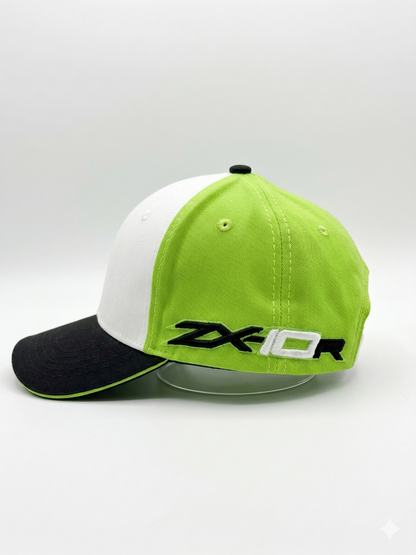 Gorra Kawasaki Racing Team – Monster Energy Edition – White, Green & Black – Tela de Alta Resistencia