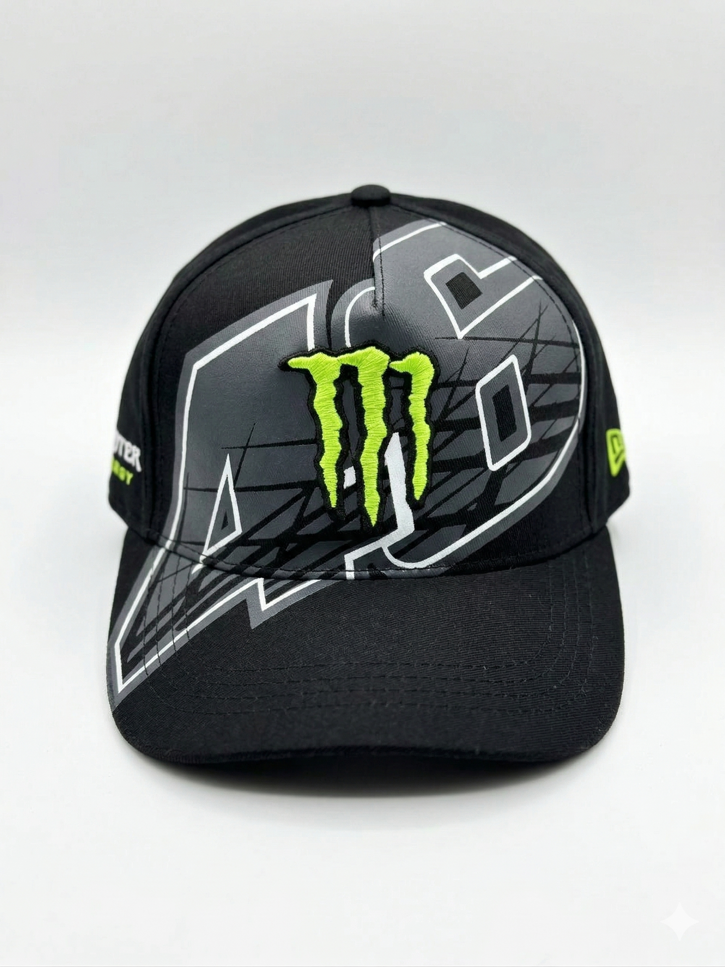 Gorra Monster Energy #46 Special Edition – Black & Lime Green – Detalles Laterales y Traseros