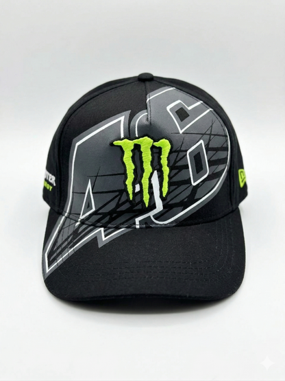 Gorra Monster Energy #46 Special Edition – Black & Lime Green – Detalles Laterales y Traseros