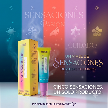 Elixir 5 Sensations Frío - Caliente - Besable - Calmante - Lubricación de larga duración 30ml