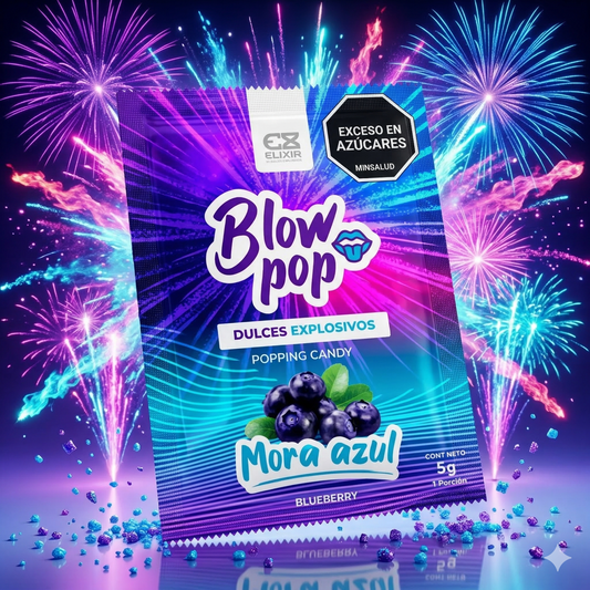 💙 Blow Pop Sabor Mora Azul 5 g | Polvo Comestible para Sexo Oral | Explosivo y Delicioso 💙 Blow Pop Blueberry Flavor 5 g | Edible Popping Candy for Oral Sex | Sweet & Tingling Fun