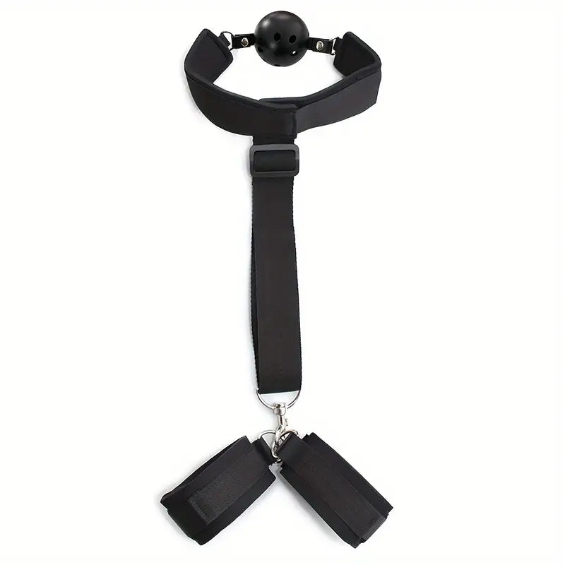 🖤 Mordaza con Tapón Bucal y Amarre de Muñecas | Juego BDSM de Sumisión Total 🖤 Ball Gag with Wrist Restraints | Complete BDSM Restraint Set