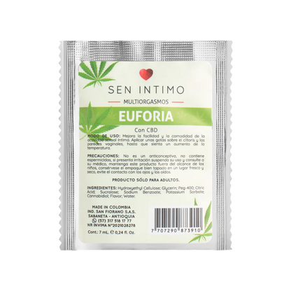 Multiorgasmos Euforia Sen Intimo Lubricante 7ml | Sachet | Sobre