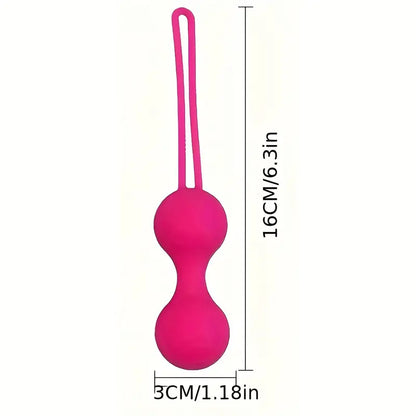 🌸 Bolas Kegel Vaginales Dobles de Silicona – Fortalece, Estimula y Aumenta el Placer | 16 cm x 3.5 cm | Textura Suave y Lavable 🌸 Double Kegel Vaginal Balls – Strengthen, Stimulate & Enhance Pleasure | 16 cm x 3.5 cm | Soft Silicone, Hand Washable
