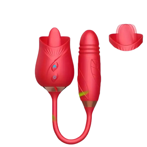 🌹 Masajeador Rose con Lengua Realista – Succión, Vibración y Doble Estimulación | 10 Modos | Recargable USB - 🌹 Rose Licking Vibrator – Realistic Tongue, Suction & Dual Stimulation | 10 Modes | USB Rechargeable