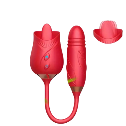🌹 Masajeador Rose con Lengua Realista – Succión, Vibración y Doble Estimulación | 10 Modos | Recargable USB - 🌹 Rose Licking Vibrator – Realistic Tongue, Suction & Dual Stimulation | 10 Modes | USB Rechargeable